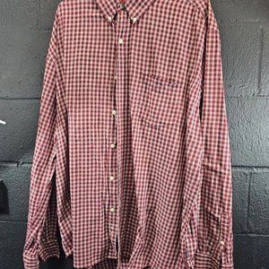 RALPH LAUREN CHAPS CASUAL SHIRT size XXL maroon navy blue white plaid Easy Care